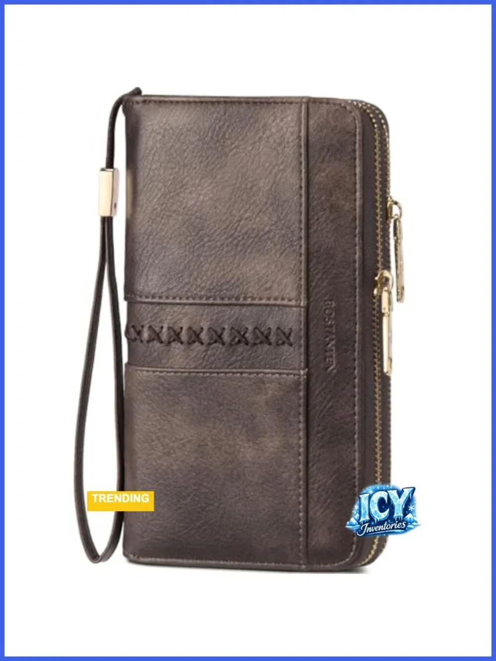 Vegan Leather RFID Wristlet Wallet Clutch 24 Card Slots 2 Zipper Pockets